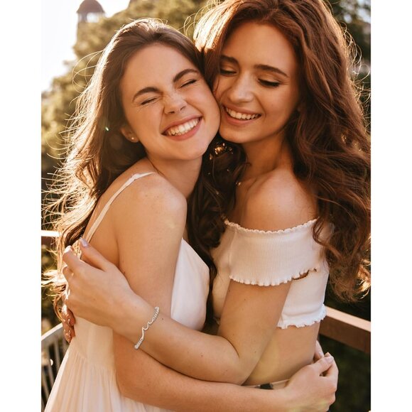 Women Stainless Steel Wave Friendship Bracelet for Best Friend BFF Gift 8in - Picture 8 of 9